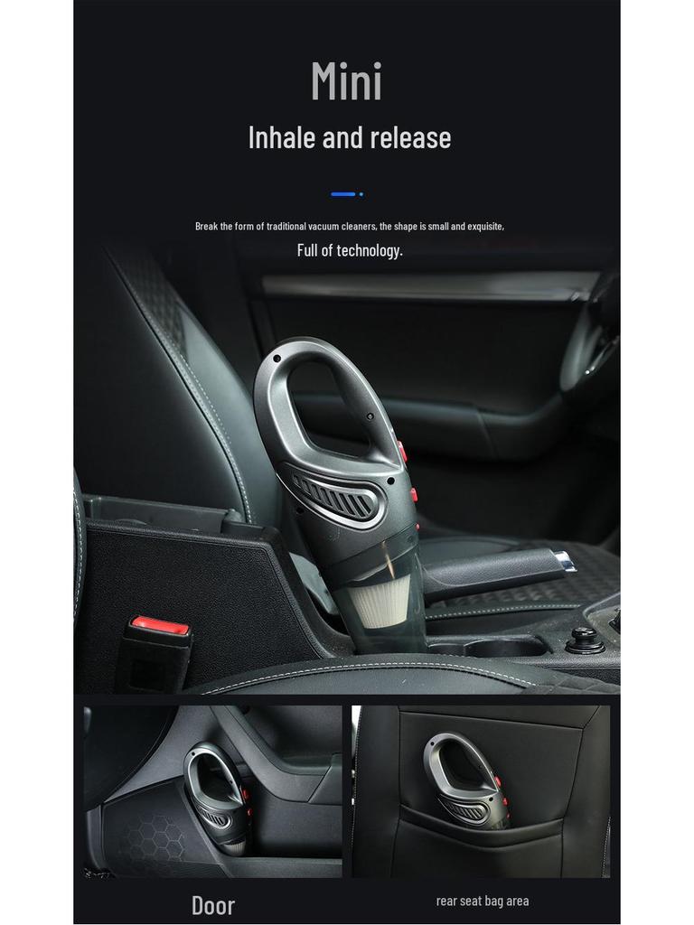 Rechargeable High-Power Wireless Handheld Car Vacuum Cleaner with Strong Suction for Hair