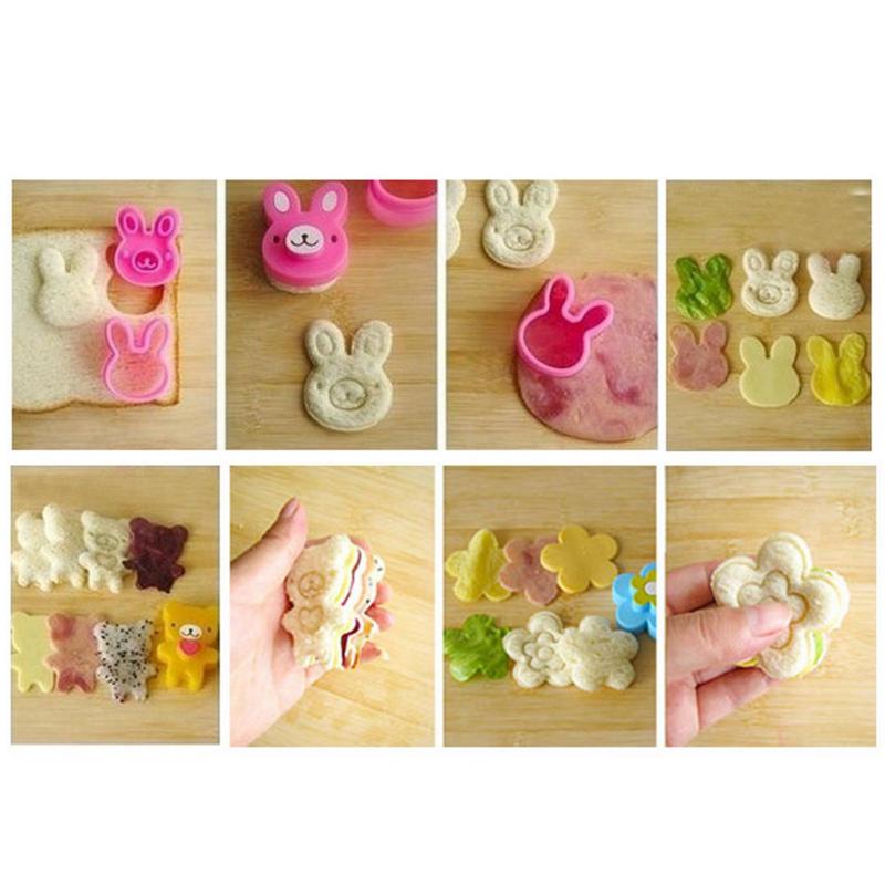 3 Pcs Cute Sandwich Cutters Mini Cookie Cutter Shapes Set For Kids Plastic Bento Cutter Tool Molds Bread Biscuit Embossed Device