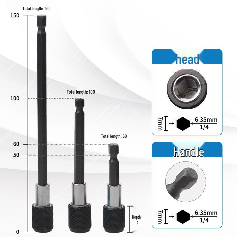 Magnetic 6.35mm Hex Self-Locking Extension Rod for Electric Drill