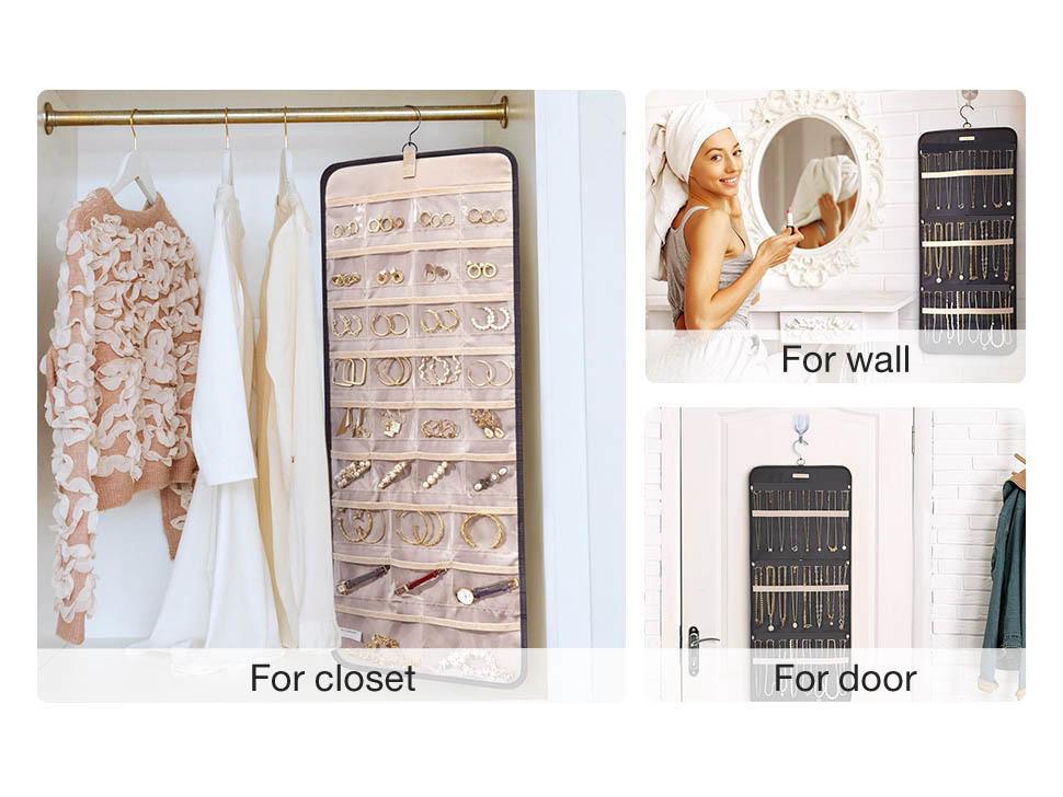 Double-Sided Hanging Jewelry Bag for Anti-Oxidation Storage of Earrings, Necklaces, and Rings