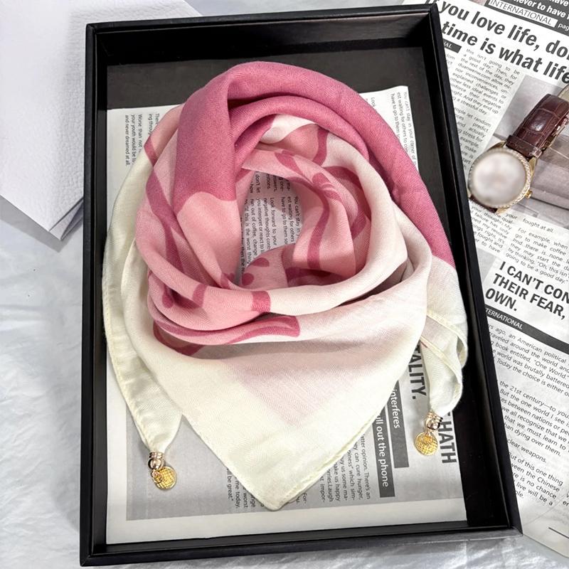 1PC Necklace French Style Magnetic Closure Gift Silk Scarf Luxury Painted Pattern Elegant Neck Scarf Versatile Multi-Color