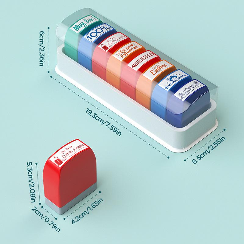 Spanish Stamps 8 Colorful  Teacher Incentive Grade Stamps Elementary School Signature Homework Prizes Teacher Gifts