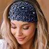Bloemen Kant Hoofdband met Kristal Kralen Brede Elastische Ademende Haarband voor Vrouwen Mode Haaraccessoires Casual Feest Bruiloft