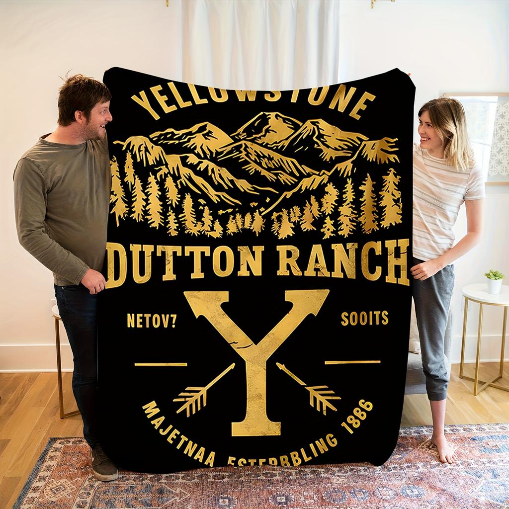 Yellowstone Dutton Ranch Flannel Throw Blanket - Cozy All-Season Bedding, Ideal for Napping, Camping, Travel - Tear-Resistant,, Machine Wash