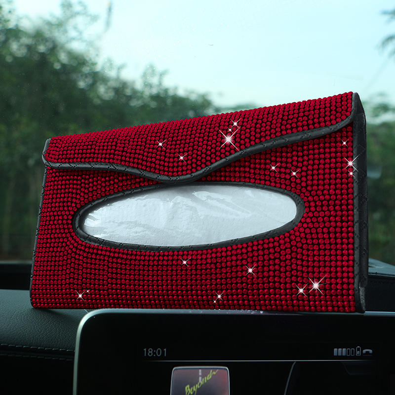 Diamond Crystal Car Tissue Box Holder High-end Luxury Sun Visor Multicolor Paper Box Bling Auto Interior Storage Car Acessories