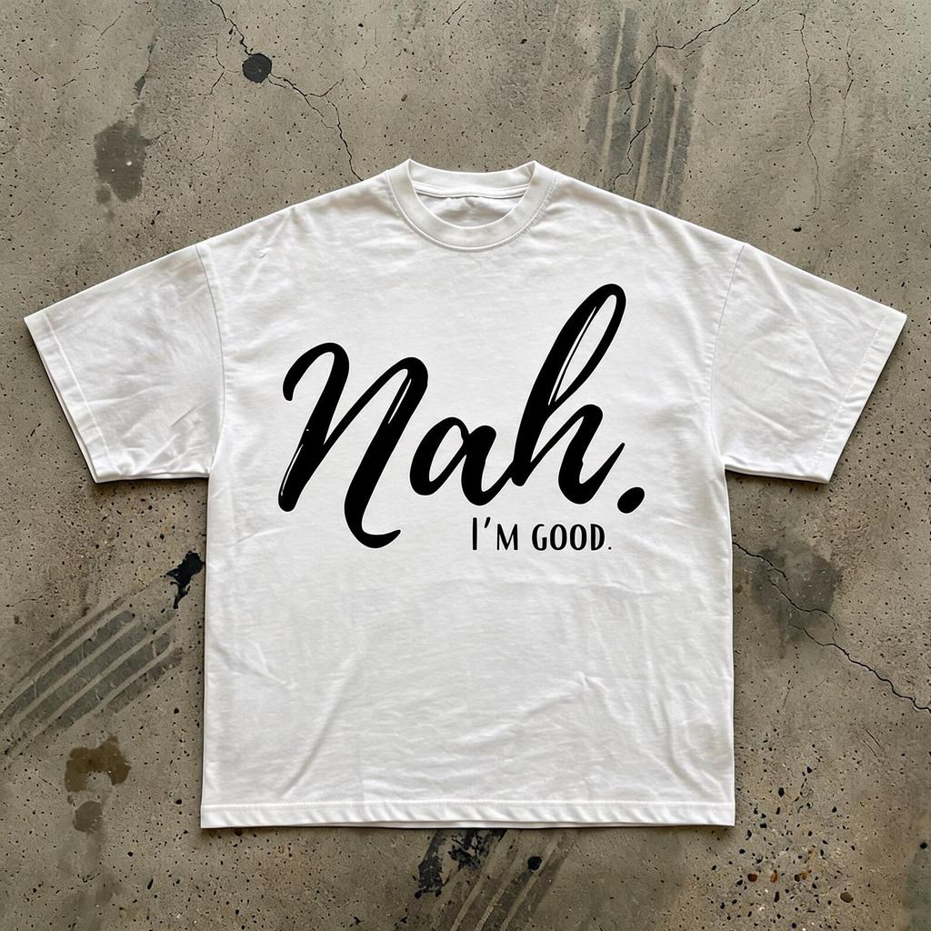 Nah I'm Good T-Shirt | Funny Sarcastic Script Tee