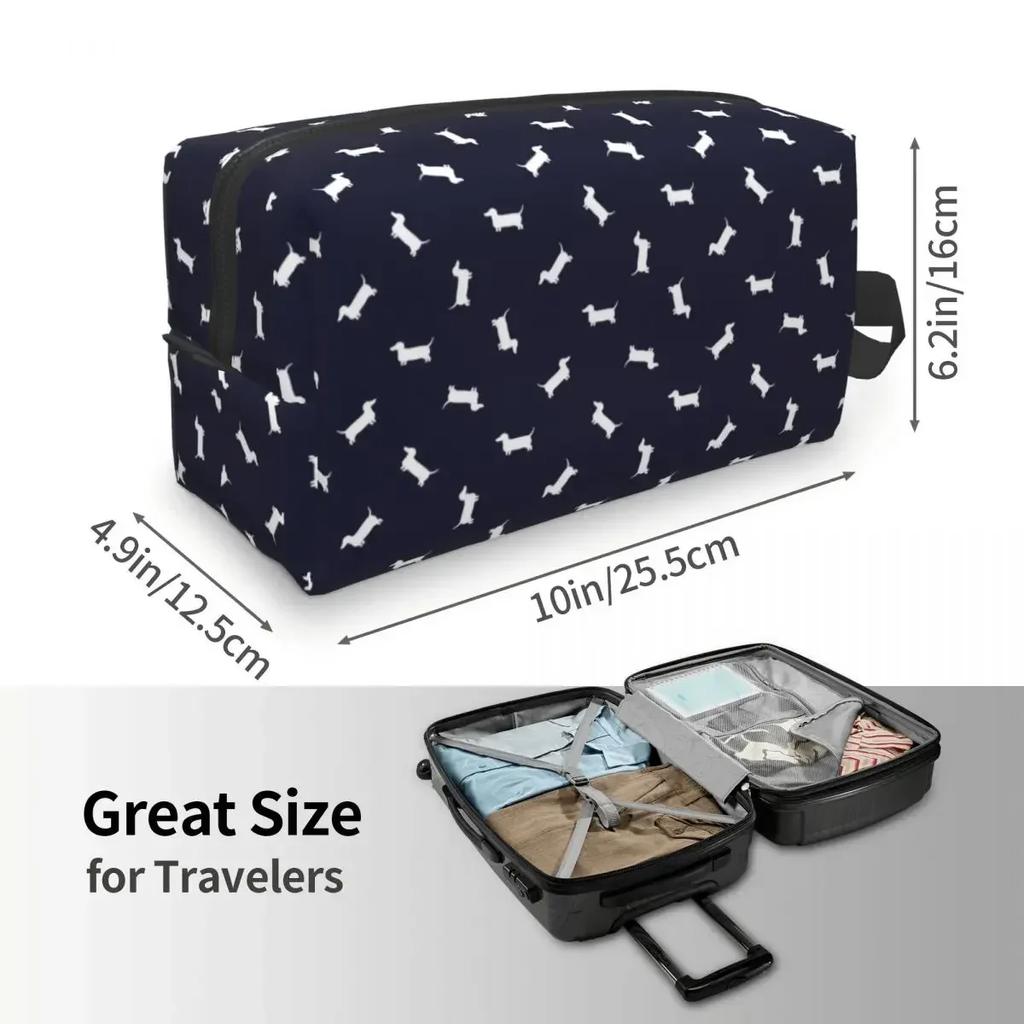 Dachshund Cartoon Pattern Makeup Bag for Women Travel Cosmetic Organizer Fashion Wiener Sausage Dog Storage Toiletry Bags