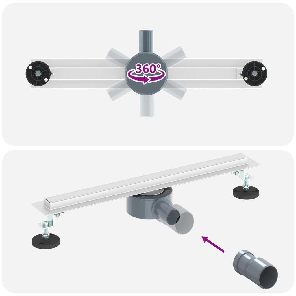 360 degrees Shower Drain with Slim Model Silver 50 cm Stainless Steel 304