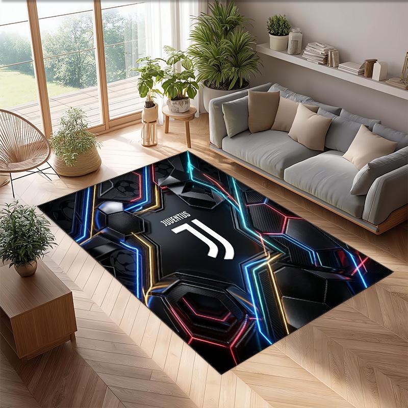 Tappeto in Flanella Stampato Juventus FC Antiscivolo Morbido Poliestere Tappeto per Pavimento Tappetino Decorativo per Interni per Camera da Letto Soggiorno Divano