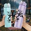 1PC Minimalist Frog Silhouette 750ml Color Plastic Sports Water Bottle Leakproof Flip Straw Lid Suitable for Sports Office Home Use
