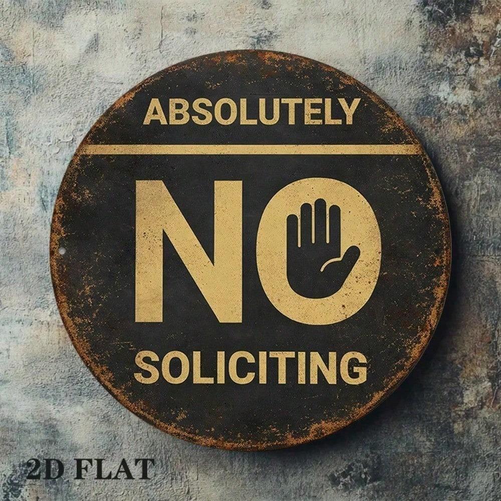 1pc 8x8in Vintage Round No Soliciting Sign Decorative Do Not Disturb Plaque for Home Office Store Gift