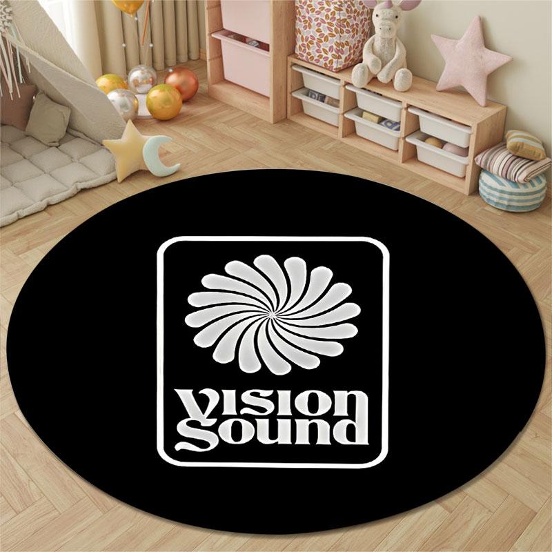 Chic Round Floral Multicolor Rug Mat, Non-Slip Floor Mat for Nursery