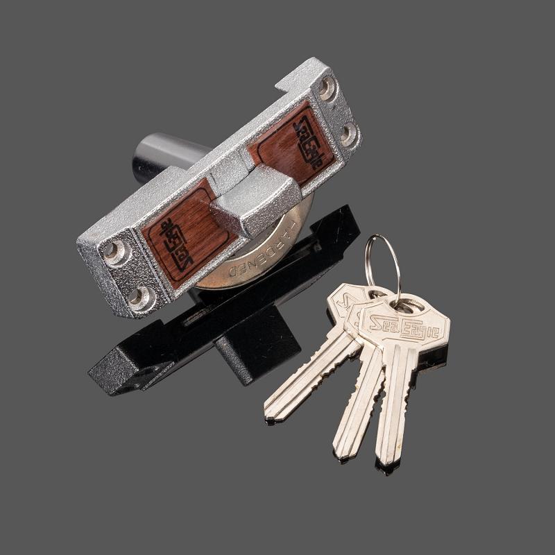 Sliding Door Lock with Key Zinc Alloy Locking Push-pull Locks Single Side Sliding Door Hook Cam Latch Safety Lock Hardware Tool