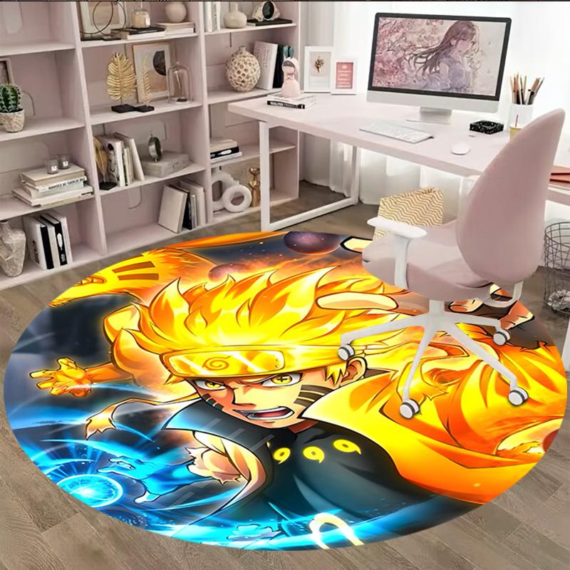 1 Stück NARUTO (3) Runder Teppich mit Aufdruck Stuhl Runder Teppich Geeignet für Schlafzimmer Wohnzimmer Heimdekoration Teppich