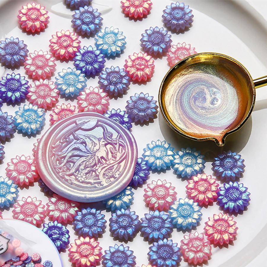 100 Stück/Beutel Aurora Sonnenblume Gemischte Farbe Siegelwachsperlen, für Hochzeitseinladungen, Briefumschläge, Wein-Geschenkverpackungen