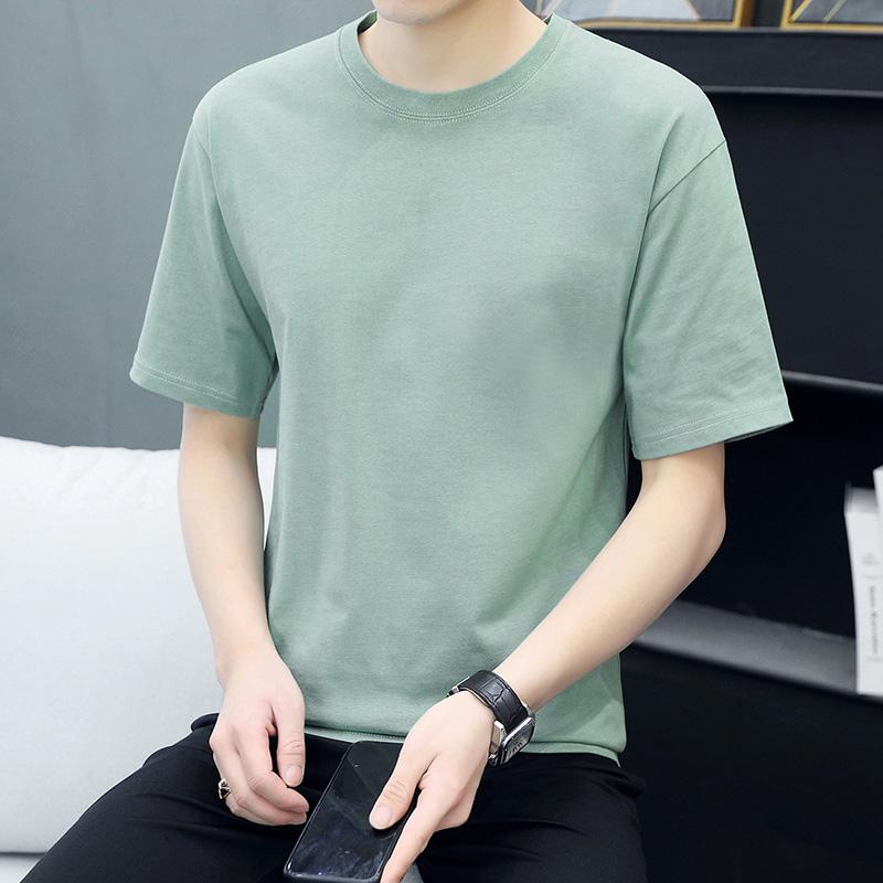 Cotton Short-sleeved Style Pure Cotton Short-sleeved T-shirt Men's Small Off-shoulder Half-sleeve Plus Size Cotton High-density Cotton Short-sleeved