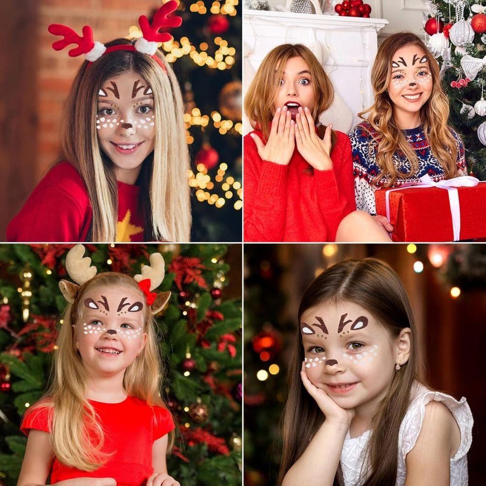 For Christmas Make Up Halloween Party Animal Face Sticker Glitter Sparkling Face Art Stickers