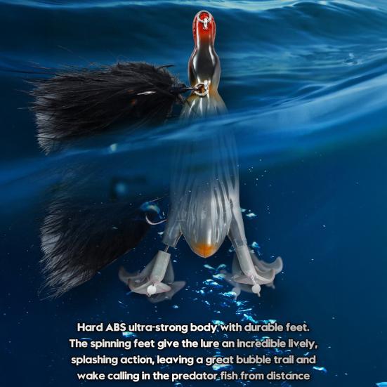 10.5CM/28G Harter Enten-Angelköder mit Federhaken Bewegliche Füße Bionischer Kunstköder Süßwasser Salzwasser Angelzubehör