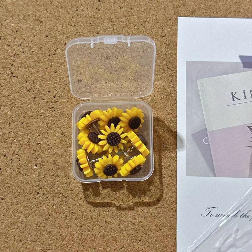 10/20/30/40/50Pcs DIY Sunflower Pushpins Colored Flower Push Pins  Office School Supplies
