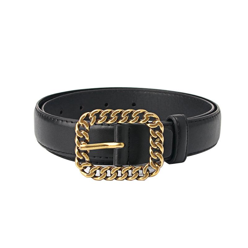 Retro simple chain square buckle women's belt fashionable versatile dress coat decorative belt women's belt