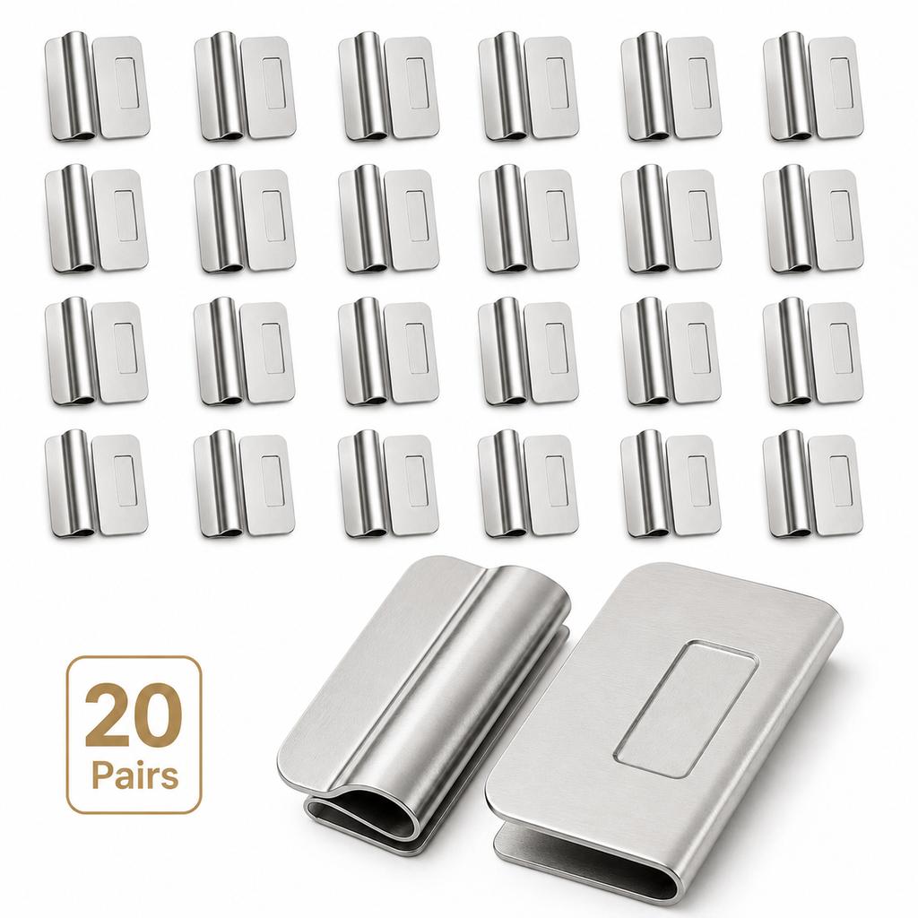 10/20 Pairs Stainless Steel Magnetic Curtain Closure Clips No Drill Light Blocking Fasteners for Bedroom & Living Room