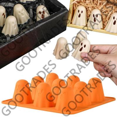 Reusable Halloween Ghost Chocolate Molds Non-Stick Flexible 3D Ghost Silicone Mold Easy To Clean 9-cavity Ghost Ice Mould