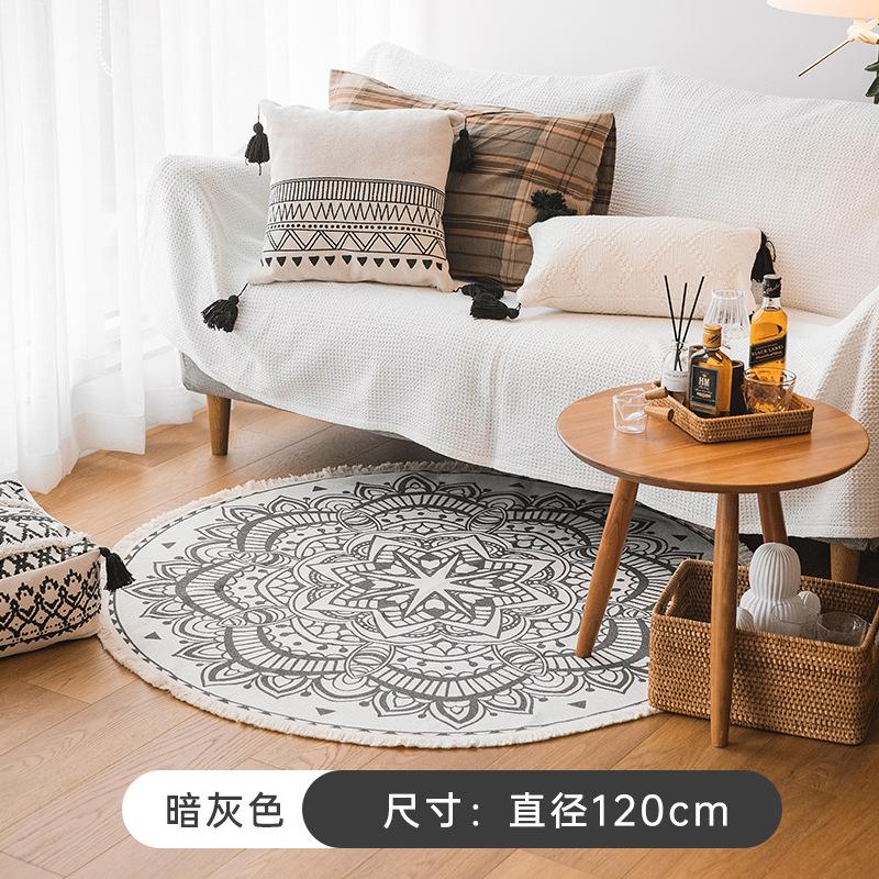 

Круглые ковры для гостиной, винтажные цветочные ковры большой площади, домашний декор, роскошные богемные экзотические художественные мягкие полиэстеровые коврики для спальни 90*90CM