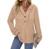 Women's Fashion Long-Sleeve Solid-Color Hooded Button-Up Casual Sweatshirt Top