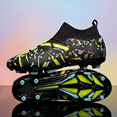 Football Shoes High Top Male and Female Student FG Long Nail Sneakers Anti Slip Adult Grass Competition Training Special Shoes