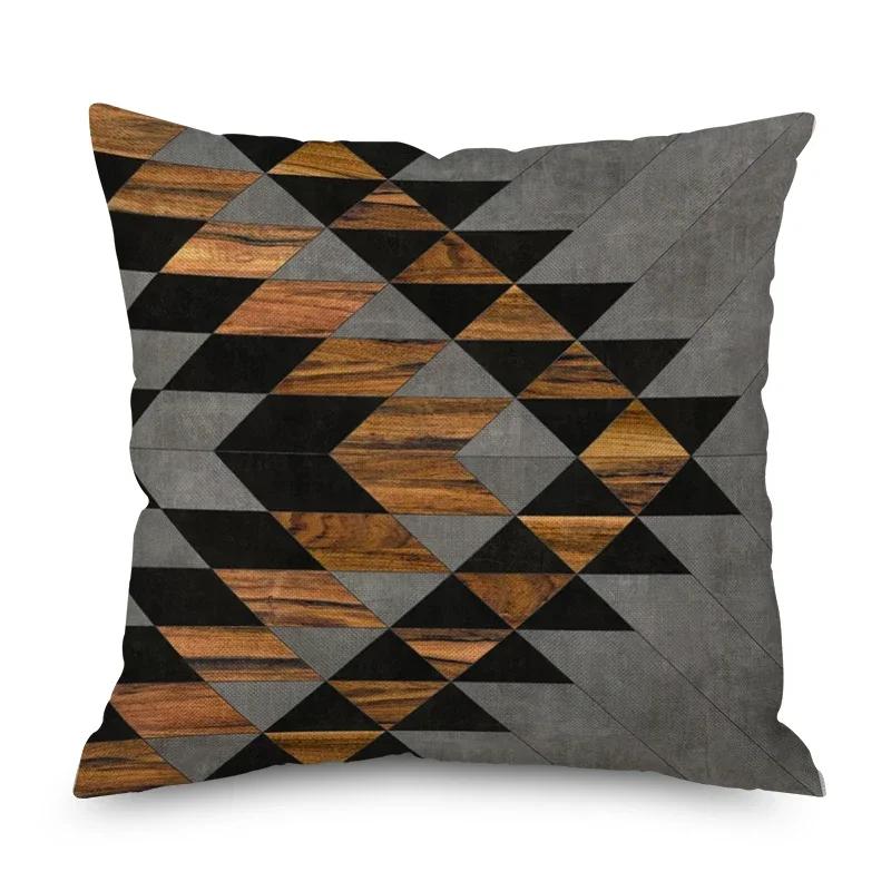 Home Decor Nordic Christmas Brown Geometric Ornament Pillowcase Sofa Chair Printed Car Cushion Cover funda de almohada