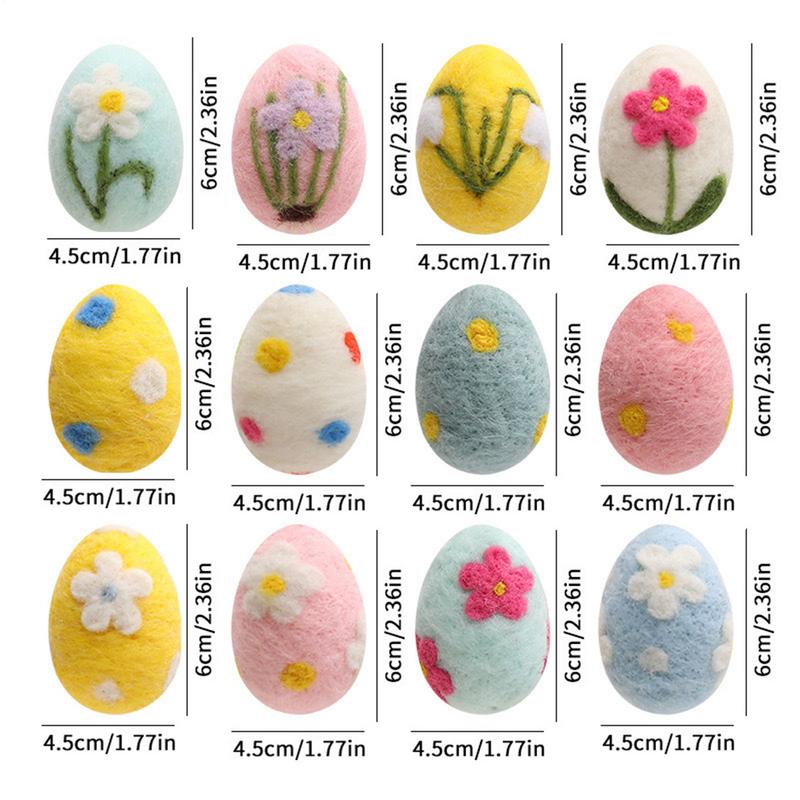 Wool Felt Foam Easter Eggs Happy Easter Decorations Painted Flower Dot Eggs Pendant Diy Craft Kids Gift Home Decor