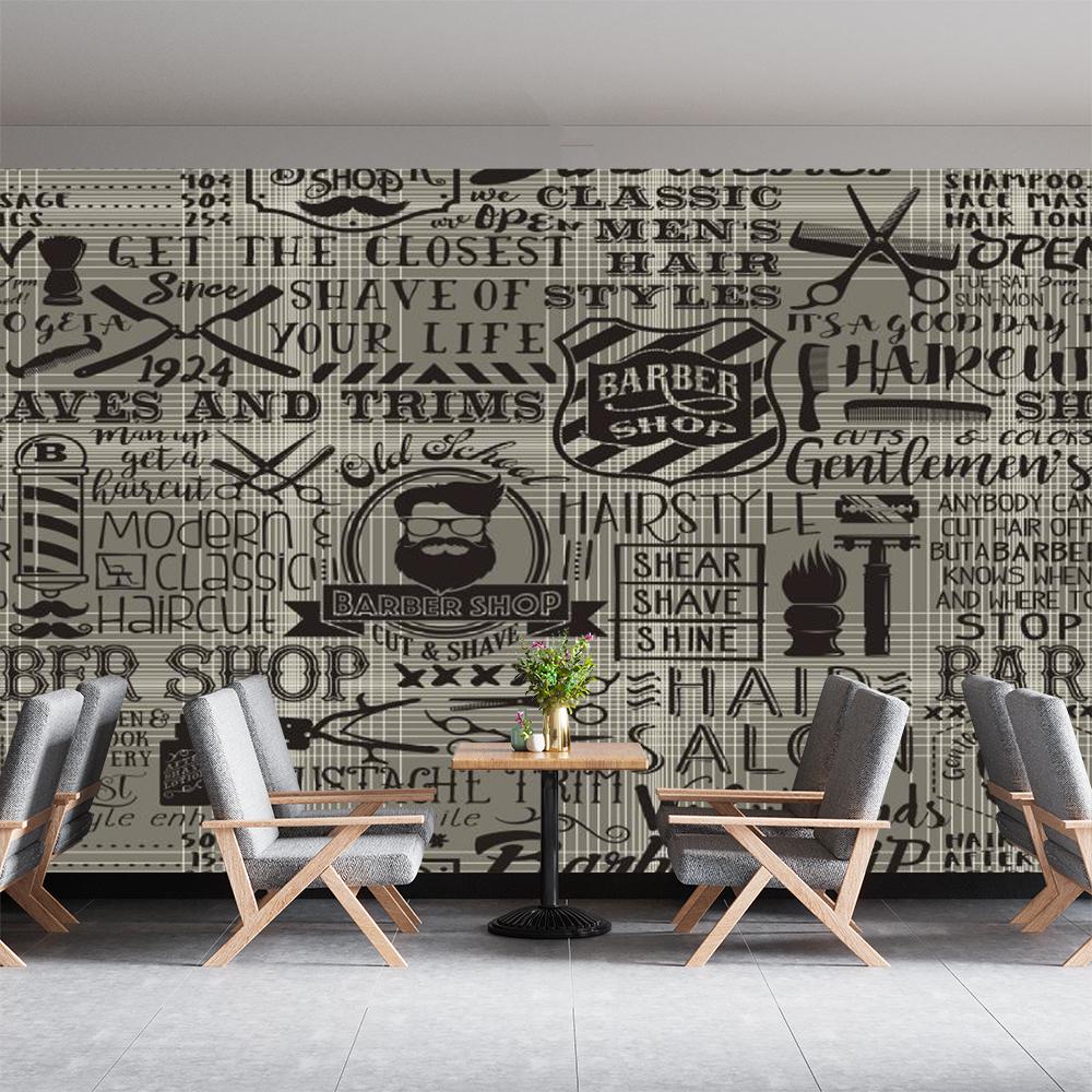 Barber Shop 3d Wall Murals Wallpaper Vintage Modern Hair Salon Wallpaper Suitable For Barber Shop Beauty Salon Murals