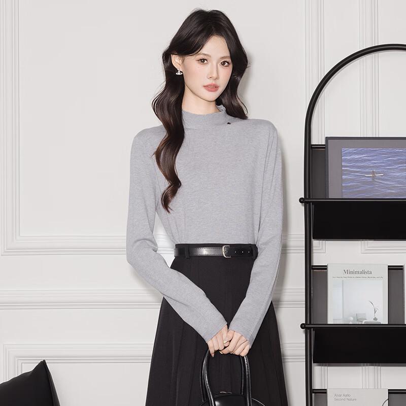 Teluoman Women's Long Sleeve Round Neck Knit Sweater