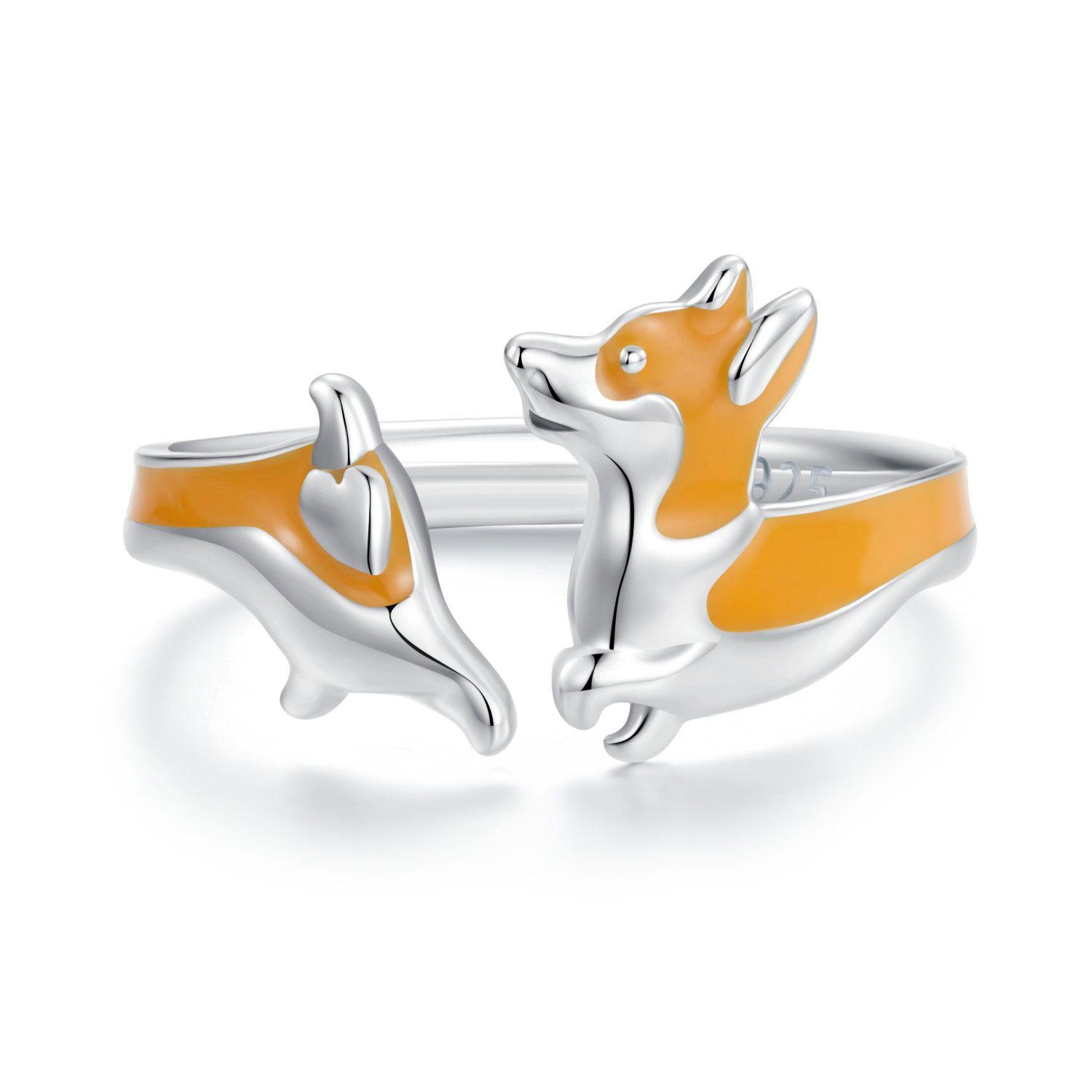 WOSTU KupferKatze Haustier Verstellbare Ringe Für Frauen Tier Hund Offener Ring Familie Tochter Geburtstag Schmuck Mädchen Geschenk white