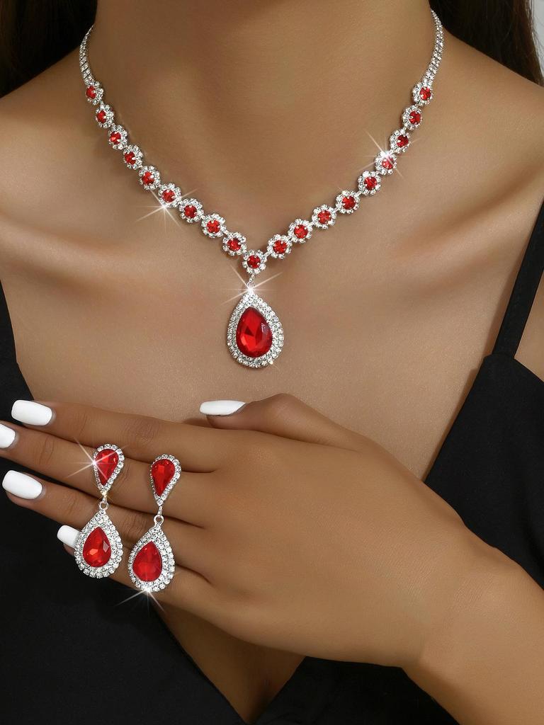 Bridal Crystal Jewelry Set: Versatile Necklace & Earrings