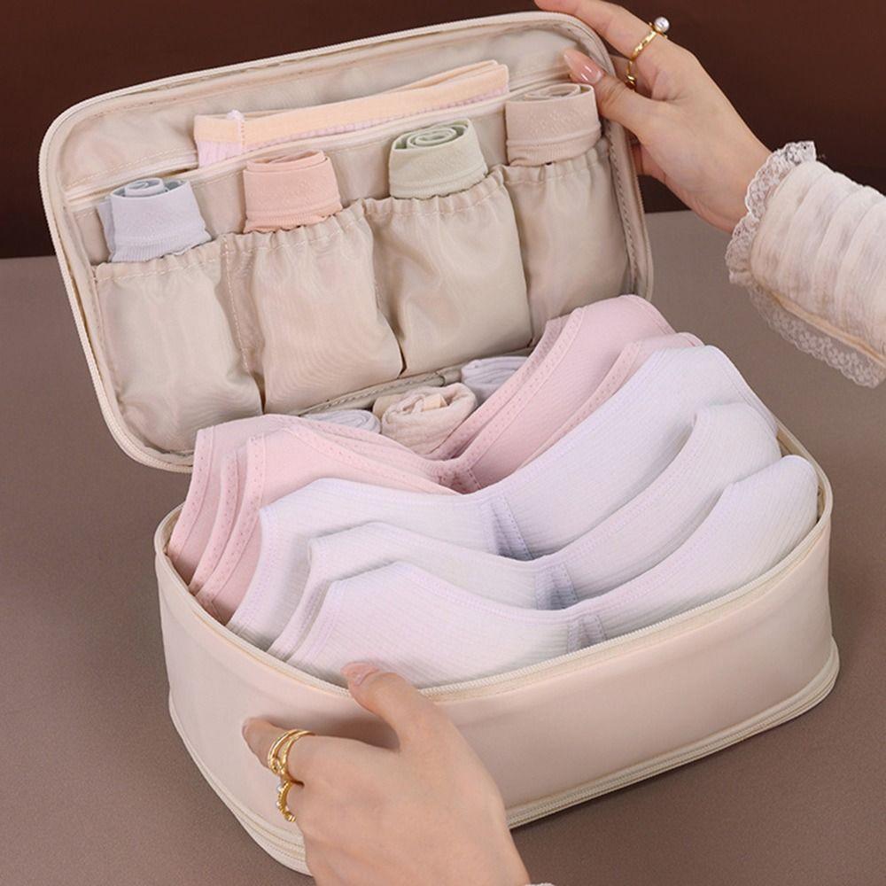 Cute Cat Travel Bra Organizer Double Layer Travel Storage Bag Durable Sock Packaging Bag  Travel