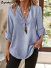 Spring/Summer Imported New Style Women's Shirt Casual Loose Oversized V-Neck Solid Color Blouse