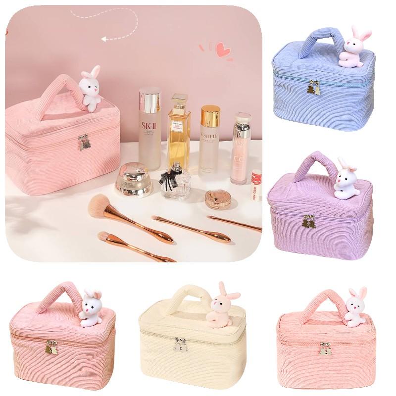 Plush Largecapacity Cosmetic Bag Bunny Portable Corduroy Storage Wash Up Bag