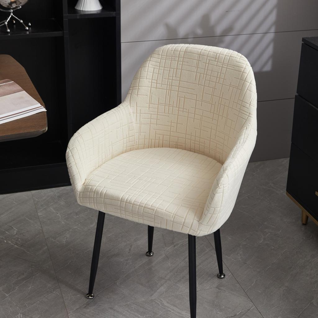 1/4pcs Water-Repellent Geometric Lines Jacquard Stretch Polar Fleece Chair Cover, for Living Room, Dinning Room Chair Decor