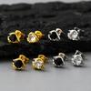 Hiphop Crystal Zircon Stud Earrings for Men Boys,Minimalist CZ Small Metal Stud Earrings with Butterfly Ear Backs