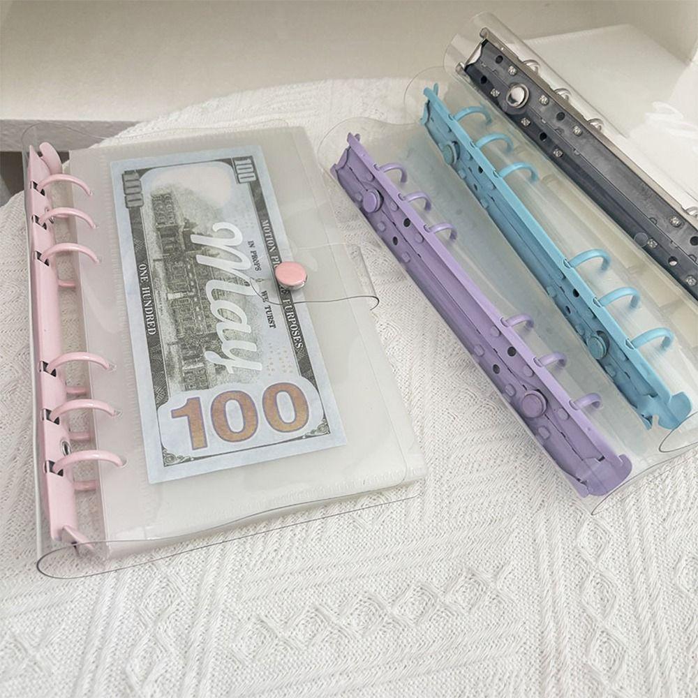Creative 12 Monthly Cash Storage Bag A6 Transparent Cash Management Book 6 Holes PP Loose-leaf Album Gift