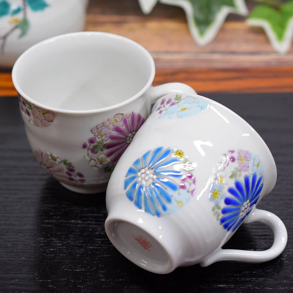 Waza No Kura Stylish Mug Pair Set Kutani Ware Hana Pottery Luxury Brand Tableware Made In Japan