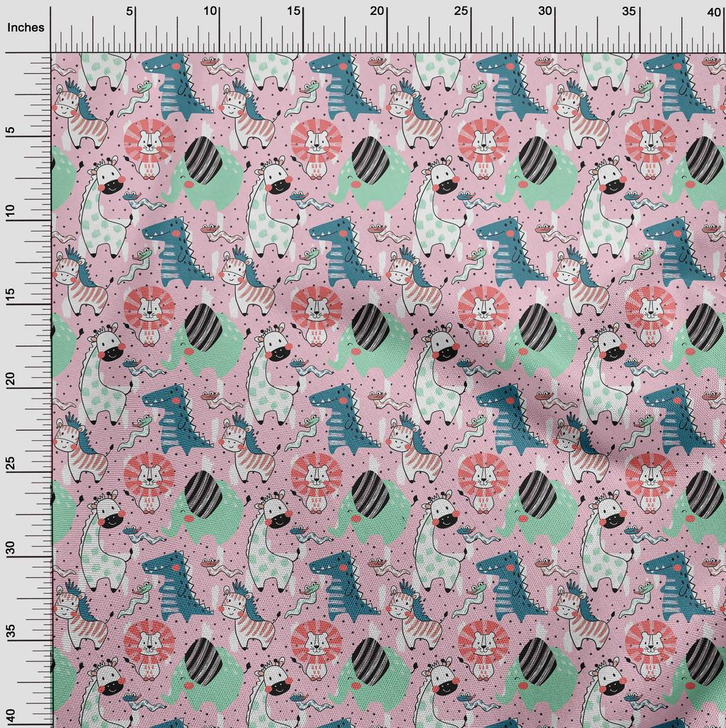 oneOone Cotton Flex Amethyst Fabric Kids Cutie Animal Sewing Material Print Fabric by The Yard 40 Inch