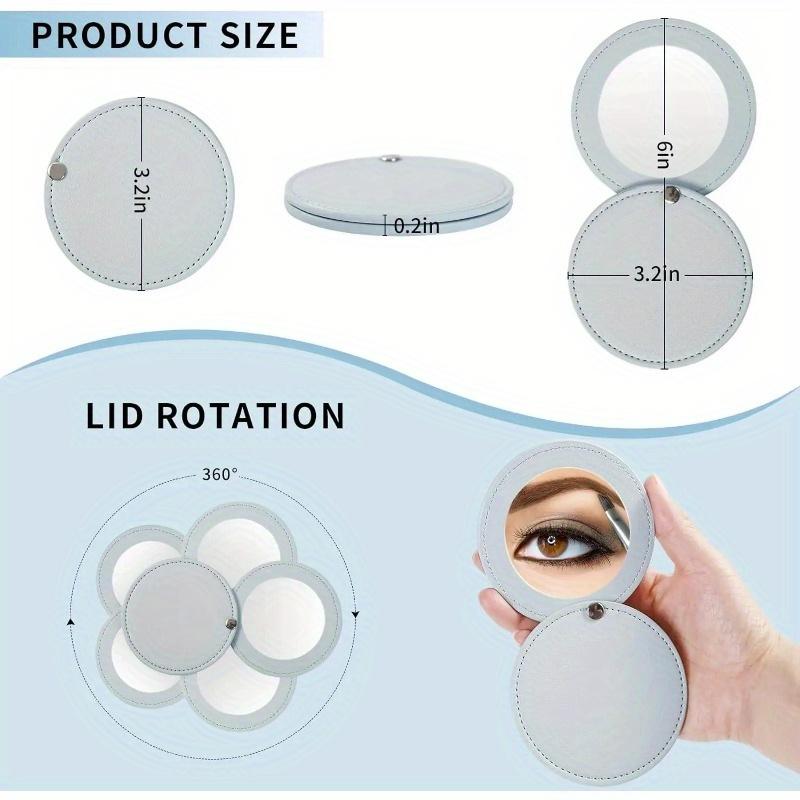 Compact Mirrors With PU Leather Sleeve Mini Portable Makeup Mirror For Purse Pocket Travel