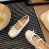 Silver bow ballet inner height-increasing single shoes for women's 2025 summer new soft flat one-pedal beanie shoes