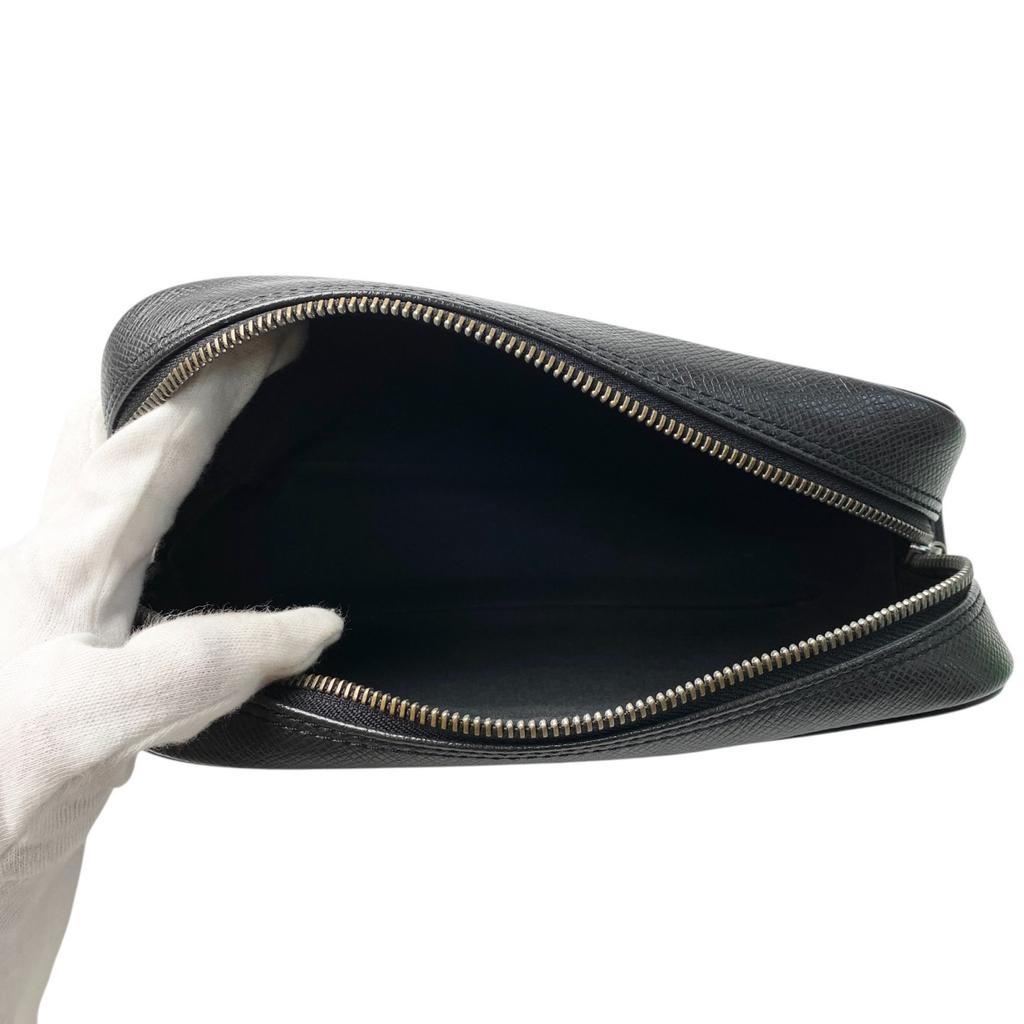 Gebrauchte LOUIS VUITTONClutch-Tasche schwarzes Leder Herren