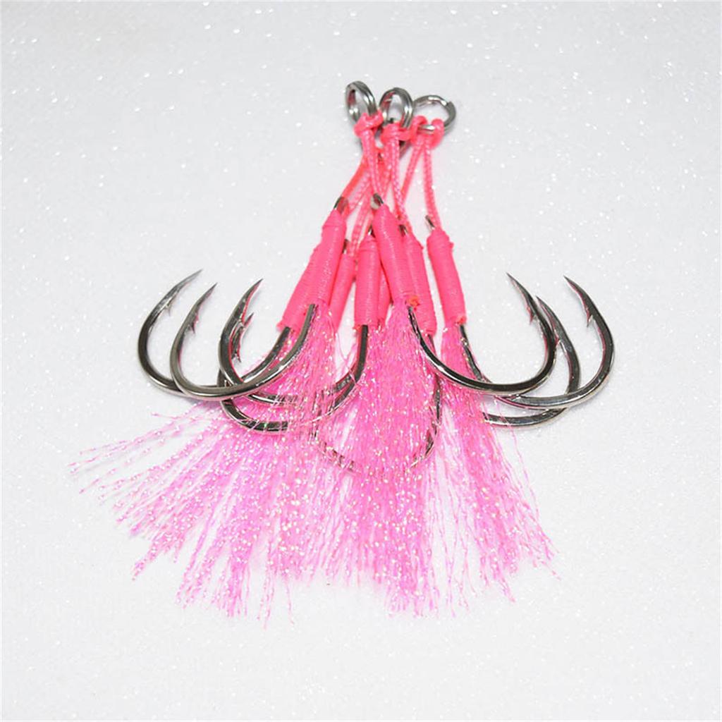 20Pcs Small Jig Jigging Hooks Assist Rigs Circle Hooks Double Fishing Assist Hook Kits Sea Fishing Jigging Lures Hooks