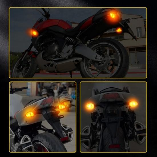 2X Front/Rear Amber Turn Signal Light Indicator For Kwasaki Ninja ZX-6R 2007-20