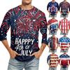 Herr Mode Casual Självständighetsdagen Tryck Hals Sju-punkts Ärm Topp T-shirt