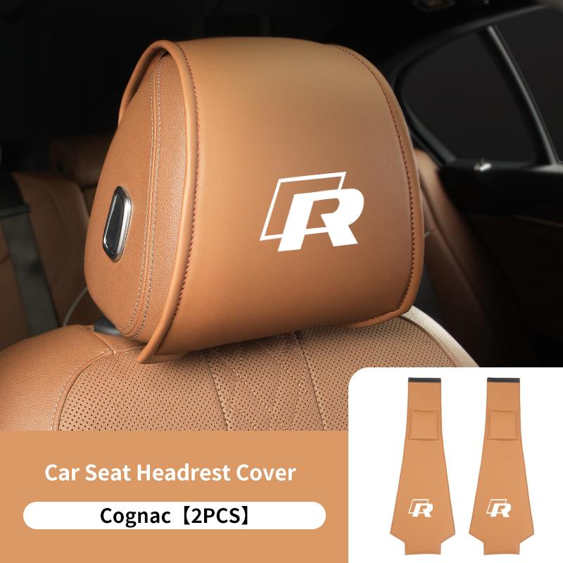 2026 Hot For Volkswagen VW 2PCS Leather Car Seat Headrest Protective Cover Accessories For Volkswagen VW Golf Polo Tiguan Passat